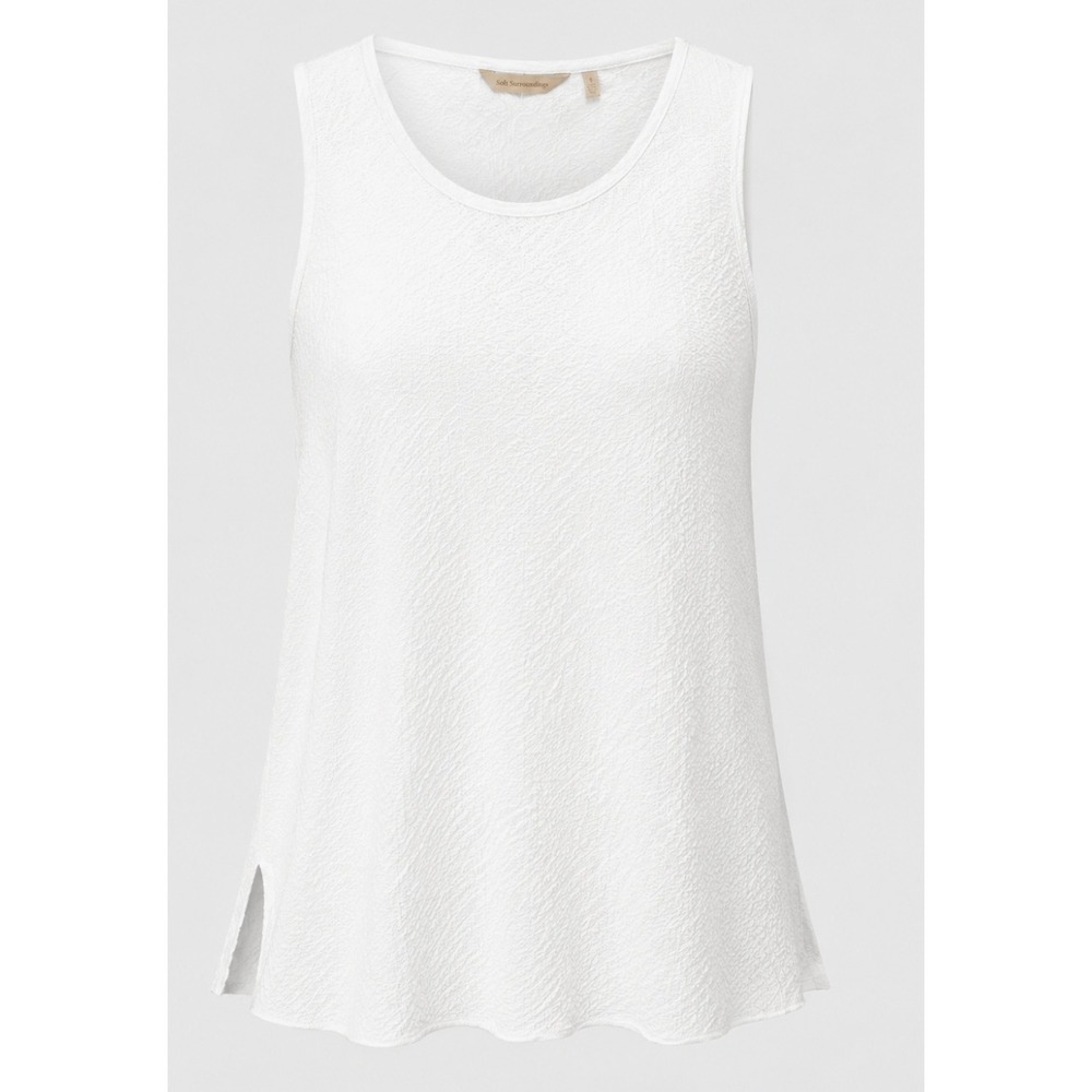 Soft Surroundings Mandalay Gauze Long Tank Top Womens S White Textured Side Slit